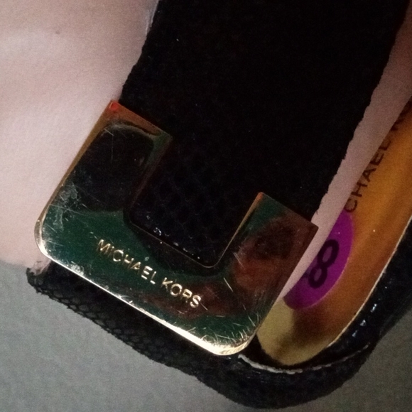 New! MICHAEL KORS " Viola Mid " Black Snake Embossed Leather Heel Sandals. 8.5M - Picture 6 of 10